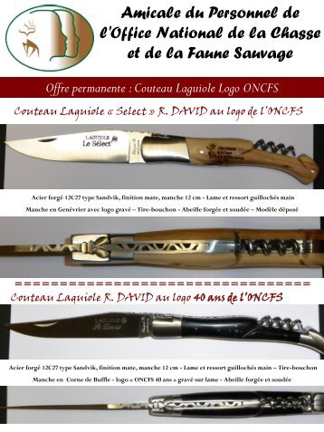 Offre permanente : Couteau Laguiole Logo ONCFS