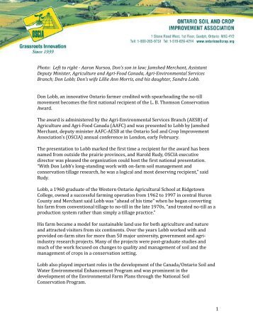LB Thomson Award to Don Lobb 2012 - Ontario Soil and Crop ...