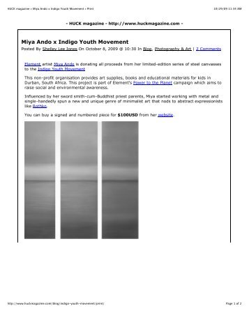 HUCK magazine Â» Miya Ando x Indigo Youth Movement Â» Print