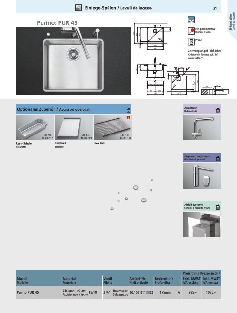 SpÃƒÂ¼len und Becken: Preisliste 2012 - Suter Inox AG