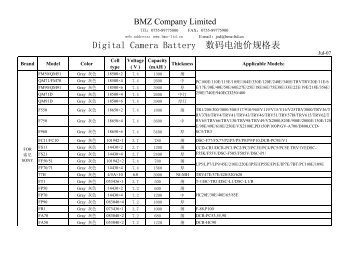 Digital Camera Battery List - BMZ Company Limited--Home