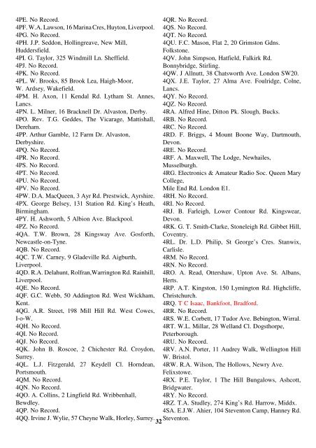 CALL BOOK 1920 - 1930 - Highfields Amateur Radio Club