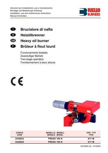 Bruciatore di nafta HeizÃƒÂ¶lbrenner Heavy oil burner ... - Riello Burners