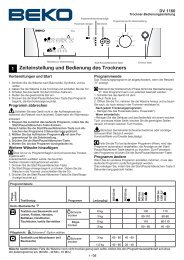 Zeiteinstellung und Bedienung des Trockners - Beko