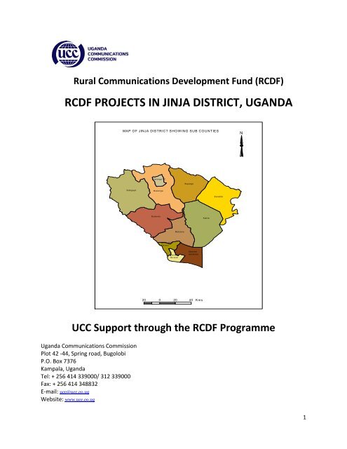 Map Of Jinja District Rcdf Projects In Jinja District - Uganda Communications Commission