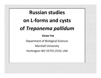 Russian studies on L-forms and cysts of Treponema pallidum
