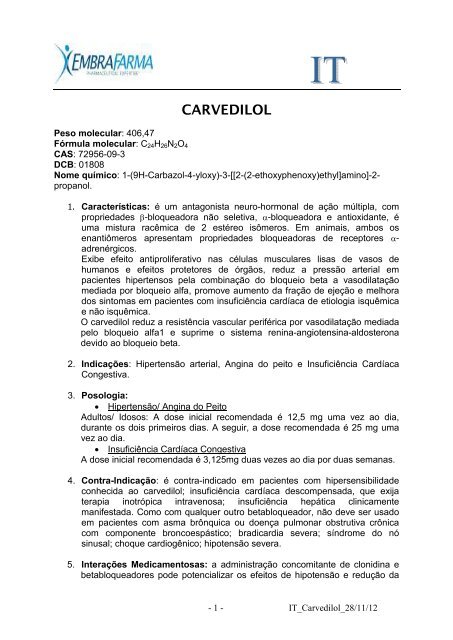 CARVEDILOL - EMBRAFARMA