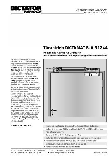 TÃƒÂ¼rantrieb DICTAMAT BLA 31244 - Dictator