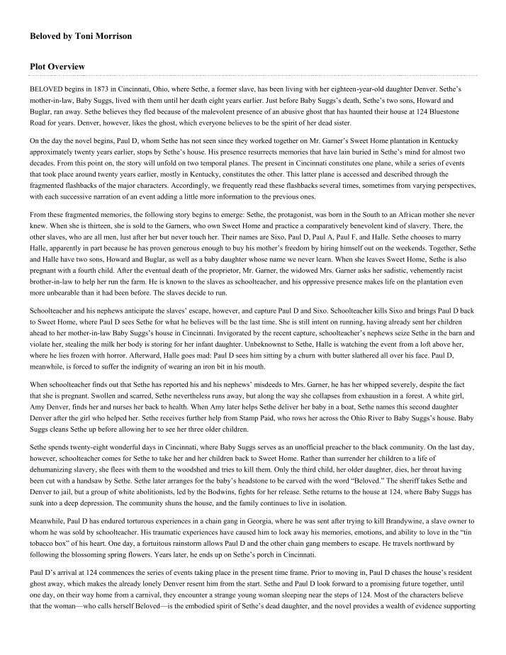 an analysis of the topic of the mr bodwin and baby suggs in beloved by toni morrison an analysis of the topic of the mr bodwin and baby suggs in beloved by toni morrison