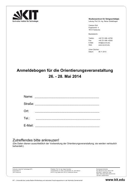 Externe Briefvorlage für alle Bereiche - SZS - KIT