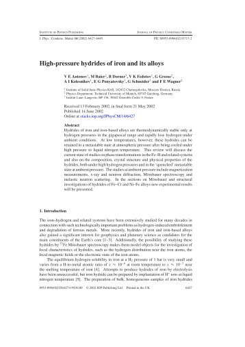 High-pressure hydrides of iron and its alloys