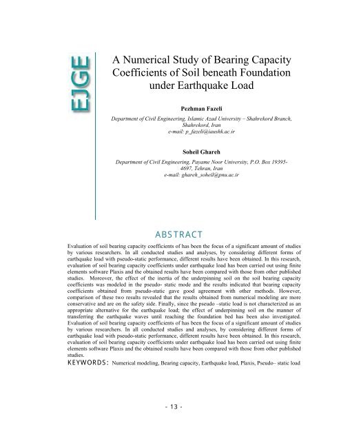 A Numerical Study of Bearing Capacity Coefficients of ... - Ejge.com