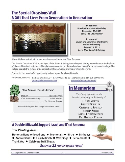 February 2012 Bulletin - Congregation B'nai Amoona