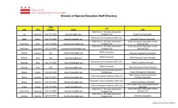Division of Special Education Staff Directory - osse