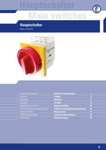 Hauptschalter Main switches - ELEKTRA Tailfingen