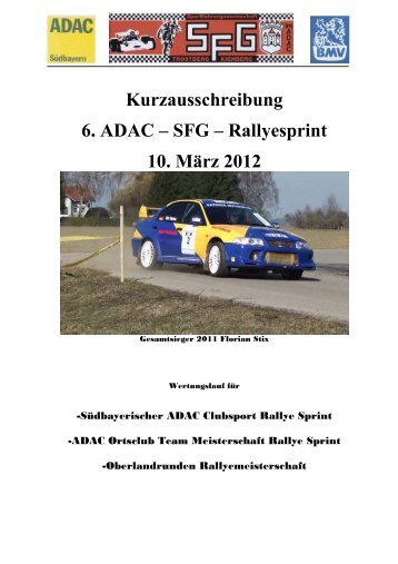 Kurzausschreibung 6. ADAC â SFG â Rallyesprint ... - SFG Trostberg