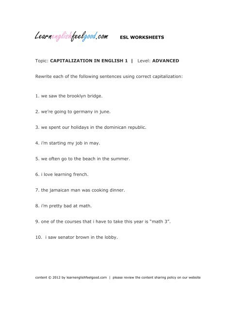 capitalization 1 learn english feel good