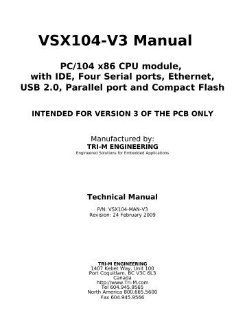 VSX104-V3 Manual - Tri-M Systems Inc.