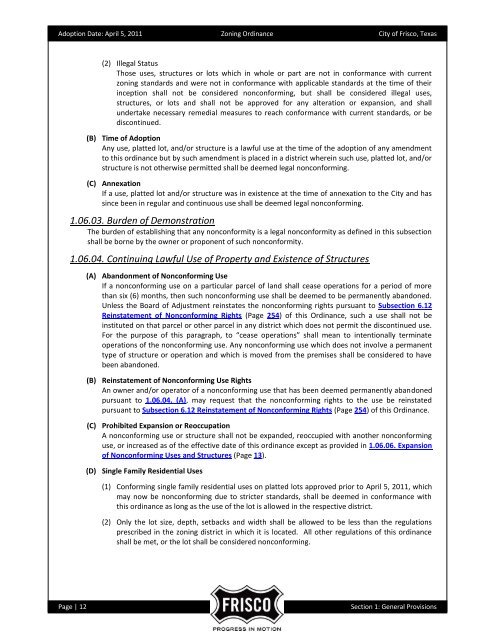 Zoning Ordinance - City of Frisco