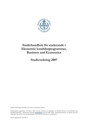 Studiehandboken - Handelshögskolan i Stockholm