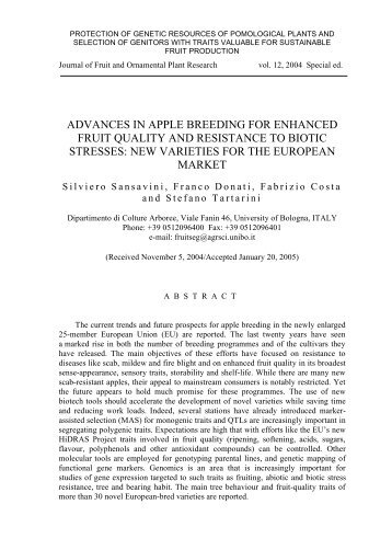 Advances in apple breeding for enhanced fruit quality and ...