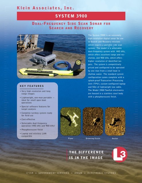 L-3 Klein System 3900 - Dual Frequency Side Scan Sonar