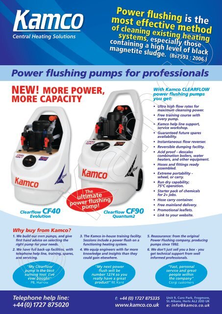 Power flushing pump range - Kamco