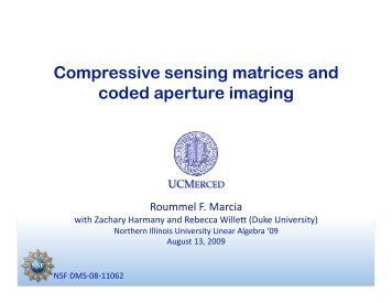 Compressive Sensing Matrices and Coded Aperture Imaging