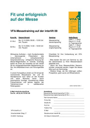 Einladung Messetraining - Interlift