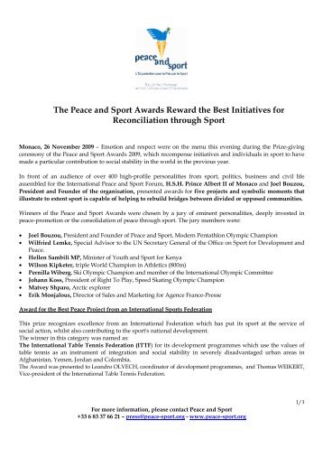 Press release - Peace and Sport