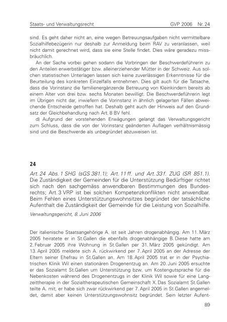 St.gallische Gerichts- und Verwaltungspraxis 2006