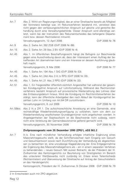 St.gallische Gerichts- und Verwaltungspraxis 2006