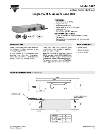 Model 1022 Single Point Aluminum Load Cell