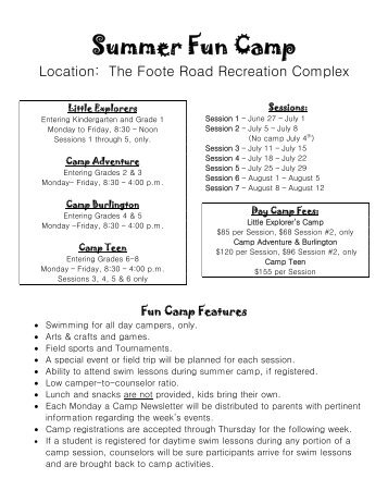 Looking for a FUN summer day camp - Town of Burlington