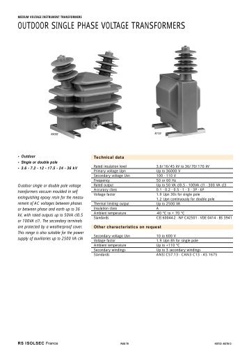 OUTDOOR SINGLE PHASE VOLTAGE TRANSFORMERS