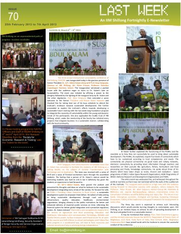 Last Week Issue 70 - IIM Shillong