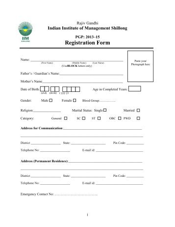 Registration Form - IIM Shillong