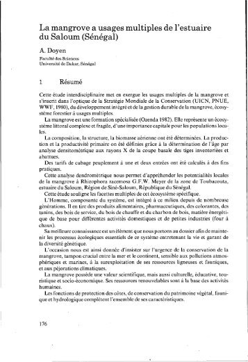 La mangrove a usages multiples de l'estuaire du Saloum (SÃ©nÃ©gal)