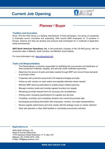 Planner / Buyer - AKG Gruppe