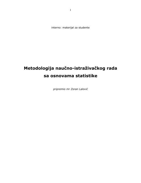 Metodologija nauÄno-istraÅ¾ivaÄkog rada sa osnovama statistike