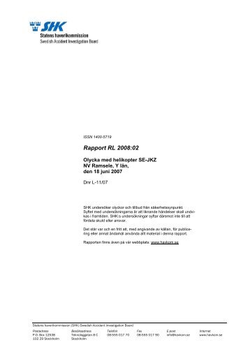 Rapport RL 2008:02 - Statens Haverikommission