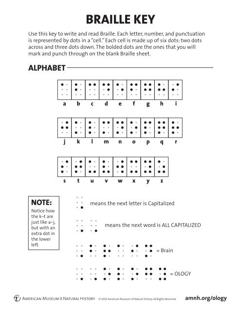 Braille Key [PDF] - American Museum of Natural History