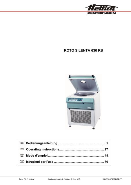 ROTO SILENTA 630 RS - Hettich Instruments