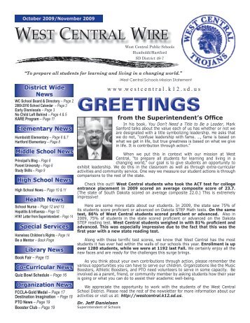 October - November '09 Newsletter - West Central School District