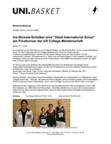 Ina Nicosia-Schelker wird “Head International ... - Swiss Basketball