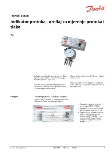 Indikator protoka - uređaj za mjerenje protoka i tlaka - Danfoss.com