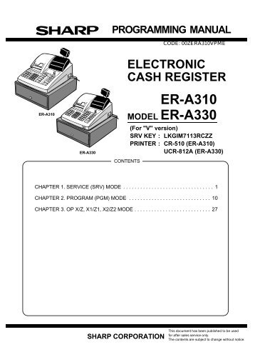 model er-a310 model er-a330 - SALOP CASH REGISTERS WEBSITE
