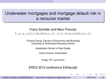 Underwater mortgages and mortgage default risk in a recourse market