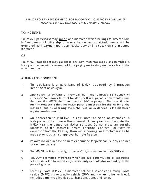 Bringing In Personal Car With Duty Tax Exemption Malaysia My