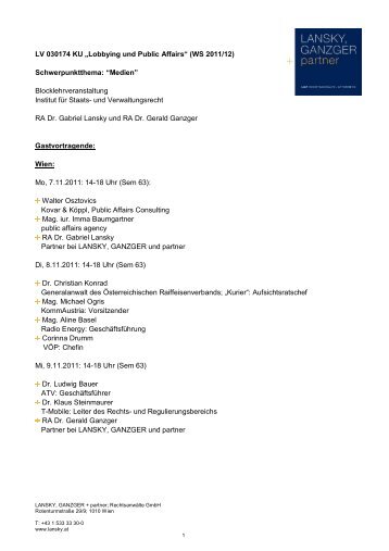 LV 030174 KU âLobbying und Public Affairsâ (WS 2011/12) - Lansky ...